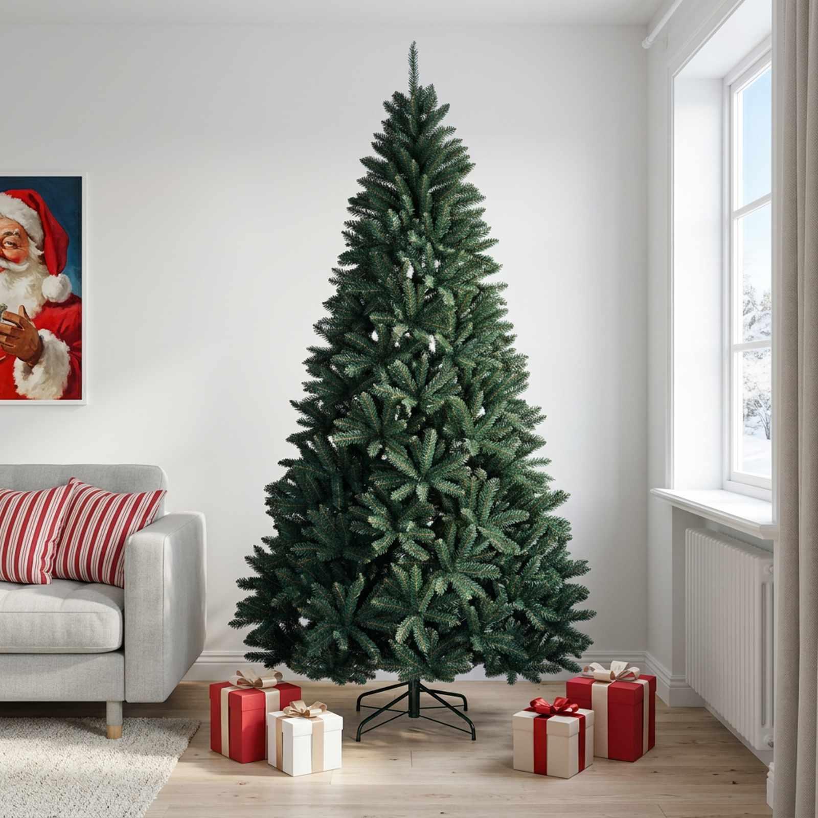 Kunstigt hængslet juletræ 210 cm PVC - mørkegrøn