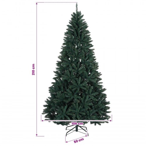 Kunstigt hængslet juletræ 210 cm PVC - mørkegrøn