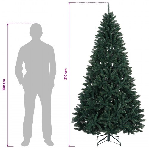 Kunstigt hængslet juletræ 210 cm PVC - mørkegrøn