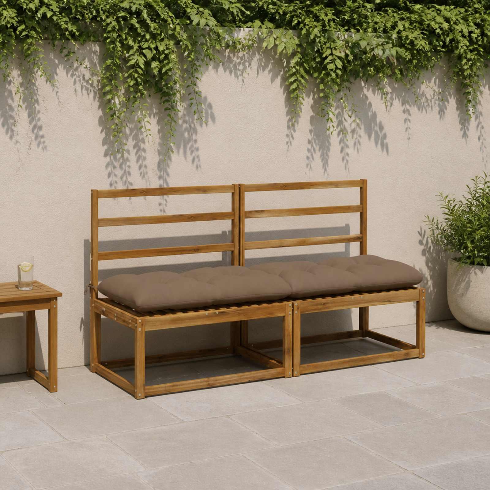 2-delt bænkepude VIANEN 100% polyester Gråbrun 160 x 50 x 12 cm