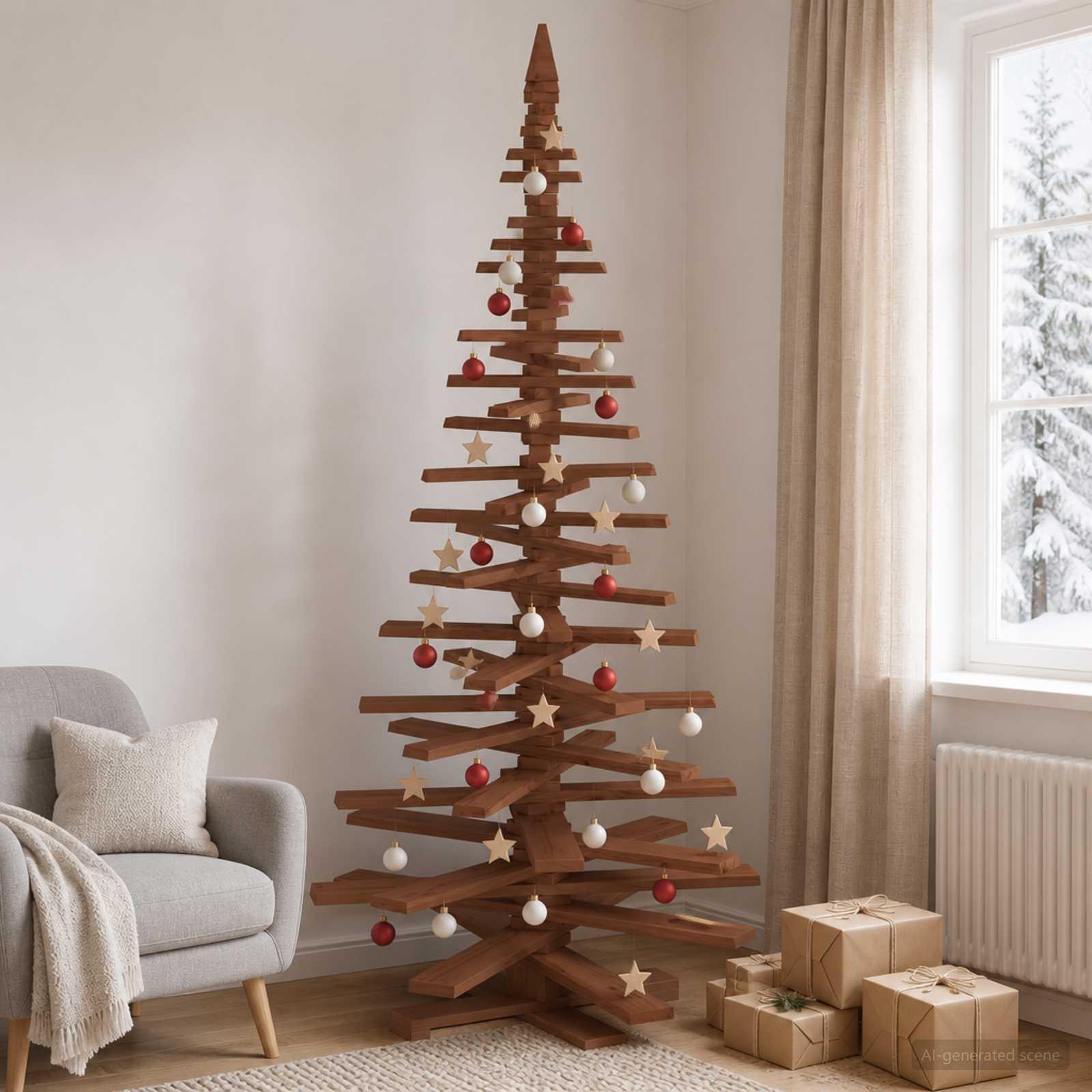 vidaXL Træ juletræ KOTKA 210 cm Massivt fyrretræ Mørkebrun Finish