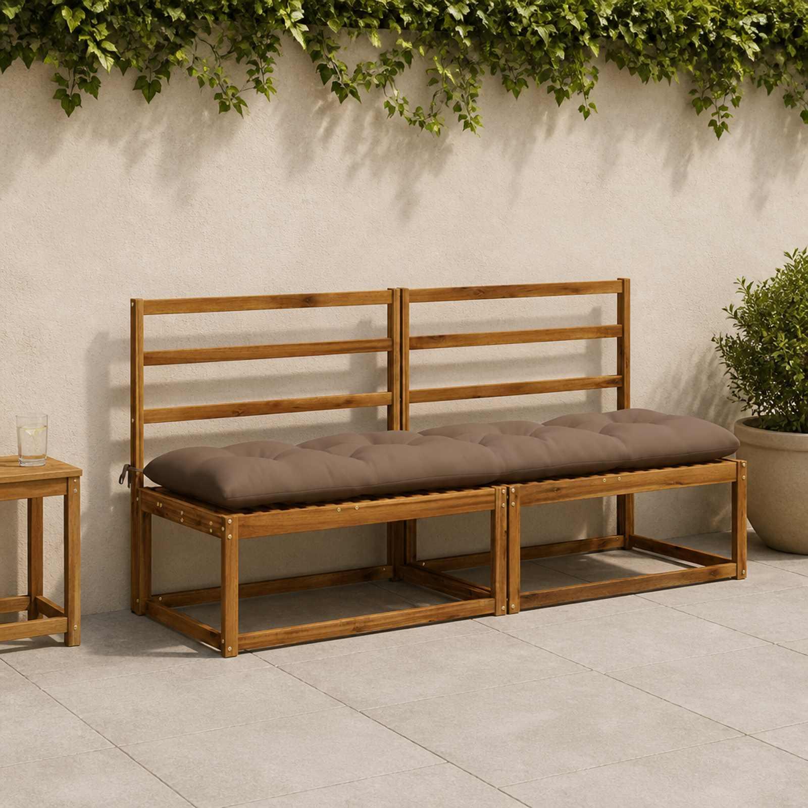 vidaXL Bænkpude VIANEN 100% polyester Gråbrun 200 x 50 x 12 cm