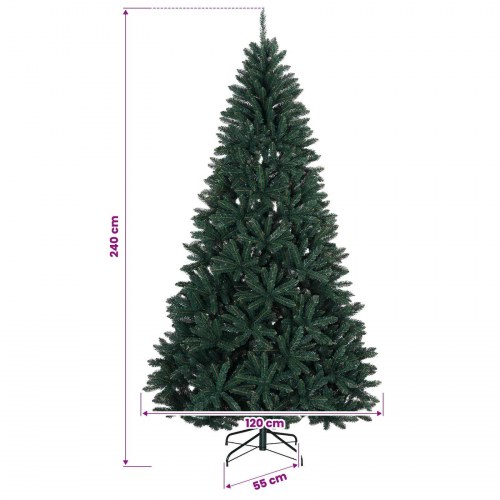 Kunstigt hængslet juletræ 240 cm PVC - mørkegrøn