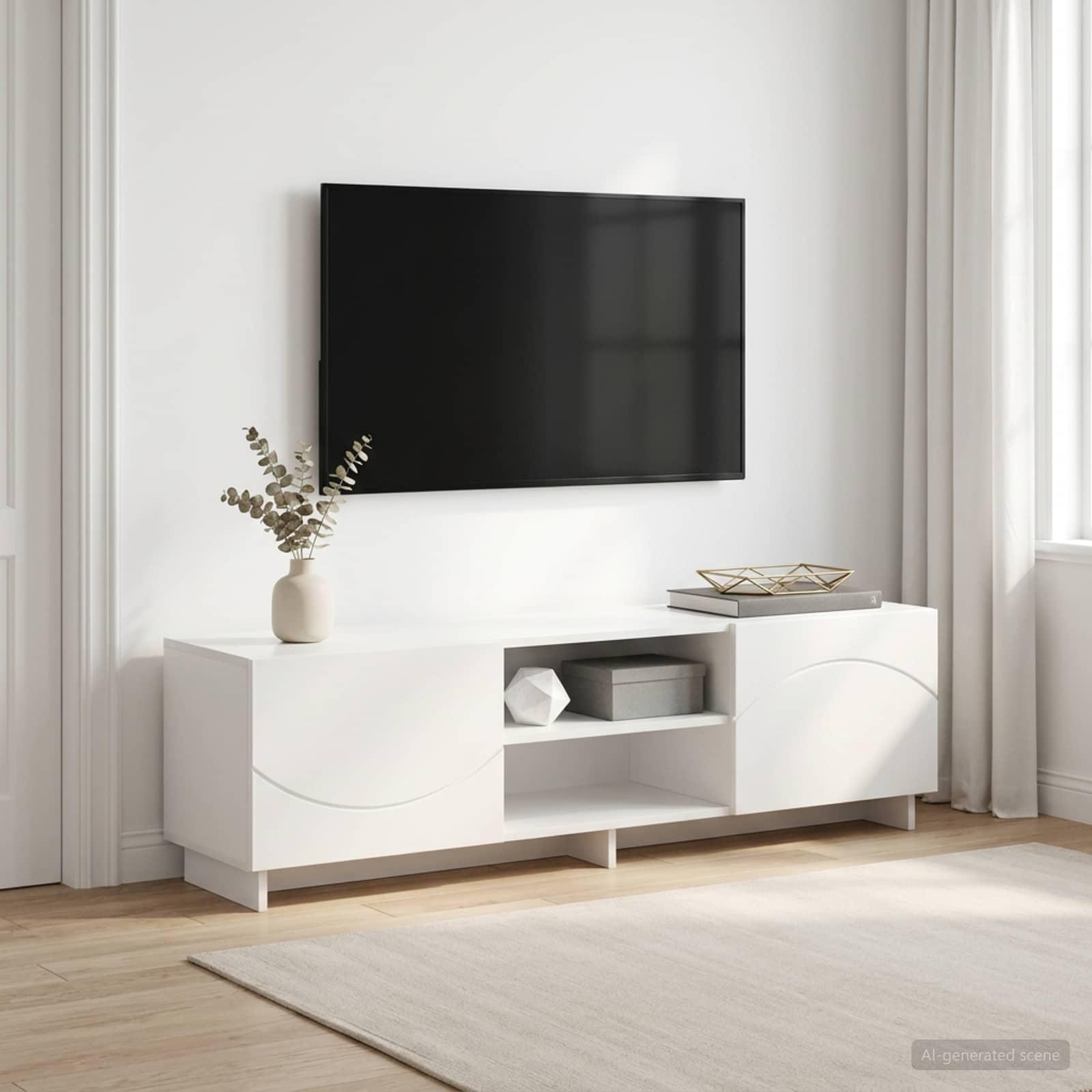 TV-bord i konstrueret træ - hvid, 140 x 34,5 x 40 cm