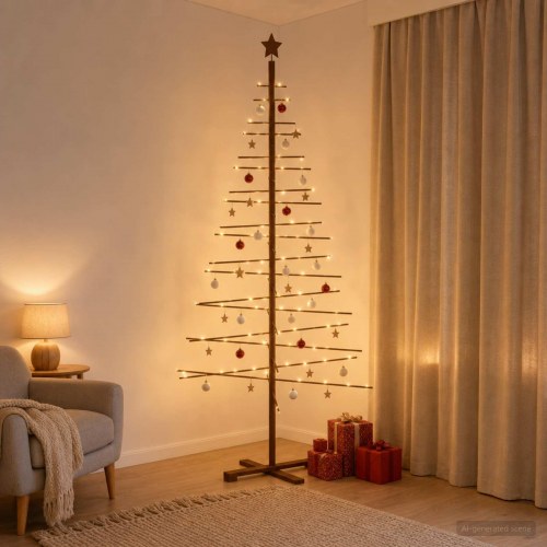 Træjuletræ KOTKA 210 cm - mørkebrun