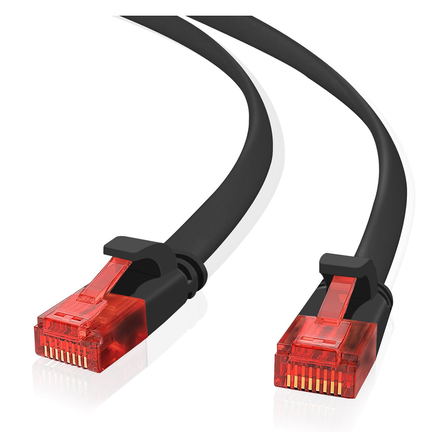 Patchkabel Helos Cat.6 ultraflad U/UTP AWG 32 RJ-45 15 m - sort