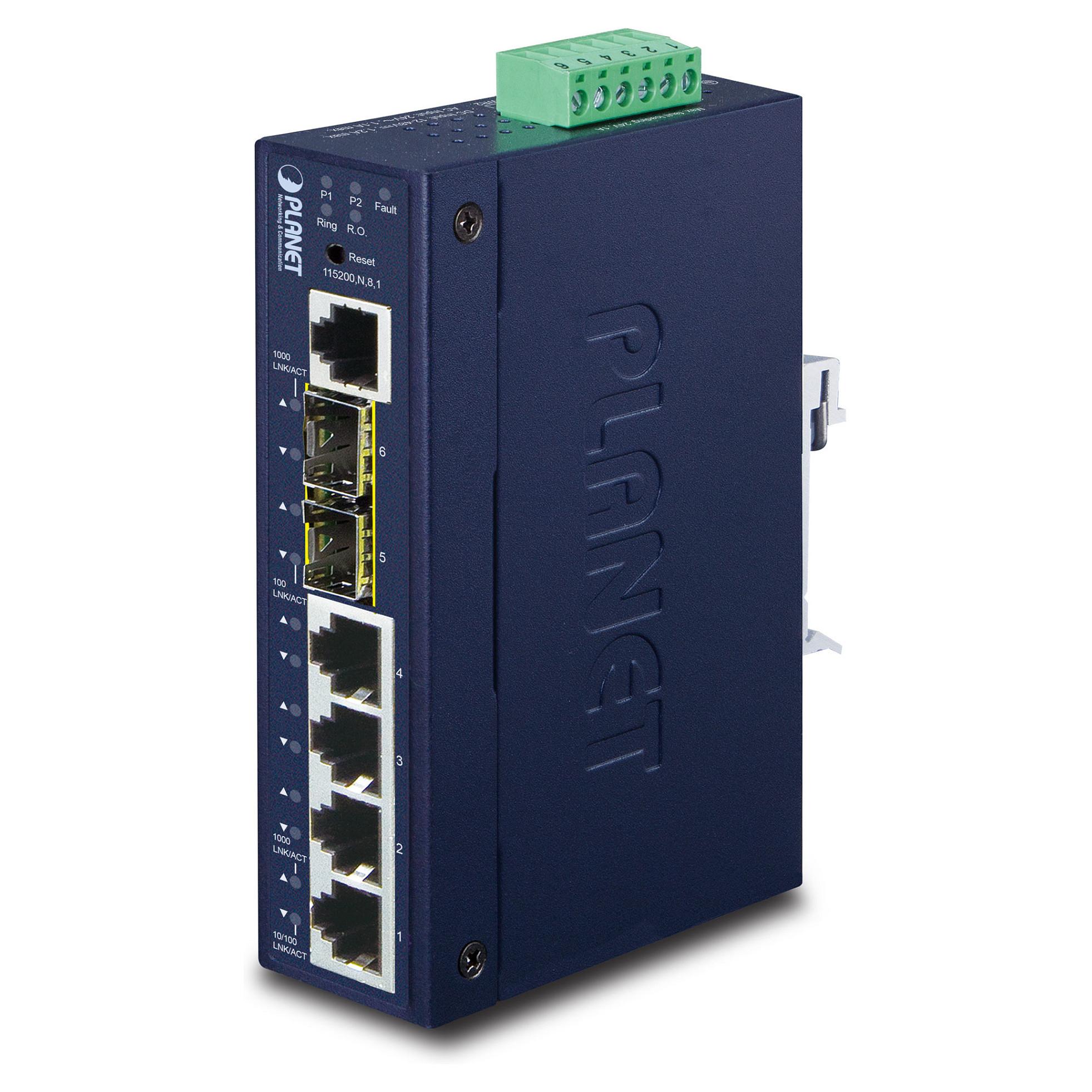 Planet IGS-5225-4T2S administreret L2+ Gigabit netværksswitch med 4 x RJ-45 og 2 x SFP - Blå