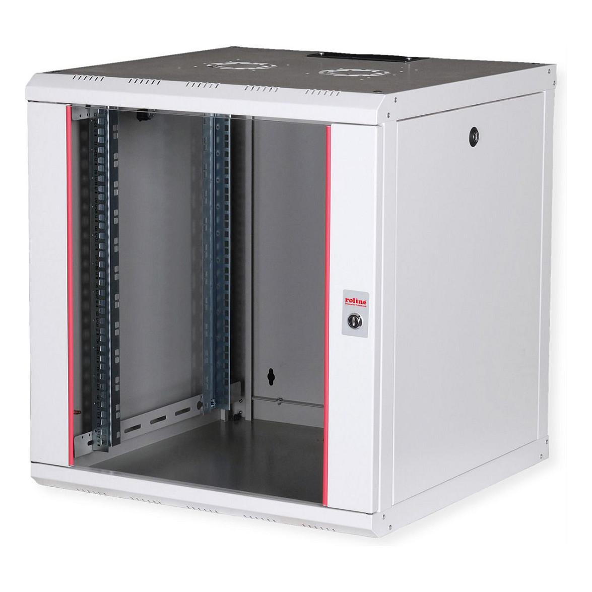 ROLINE 26.21.0175, Vægmonteret stativ, 12U, Rack skinner, 28 kg, Grå