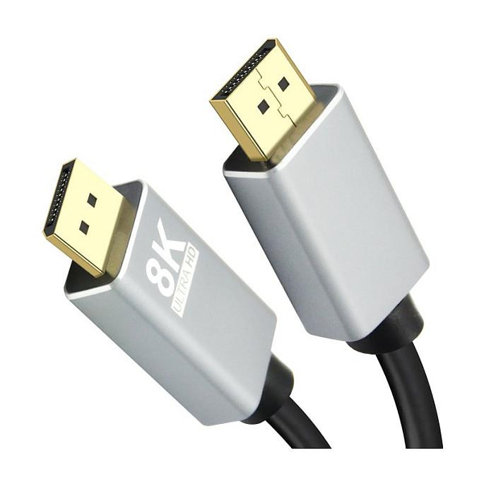 DisplayPort-kabel Helos 288443 8K - 1 m, sort/grå