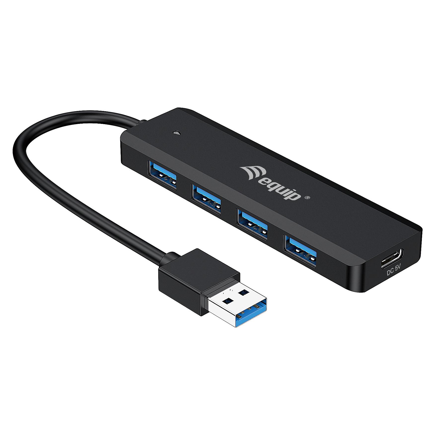 USB-hub Equip 128959 4-port USB 3.2 Gen 1 med USB-C-adapter - sort