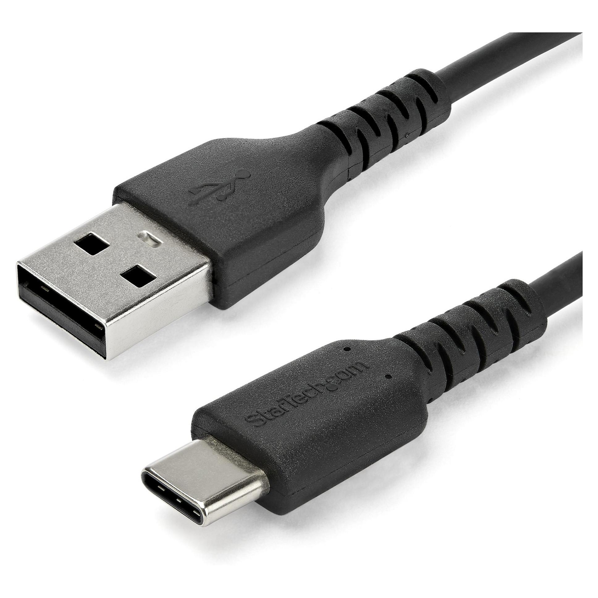 StarTech.com 1m USB A to USB C Charging Cable, Durable Fast Charge & Sync USB 2.0 to USB Type C Data Cord, Rugged TPE Jacket Aramid Fiber M/M 3A Black, Samsung S10, S20, iPad Pro, Pixel - Heavy Duty a
