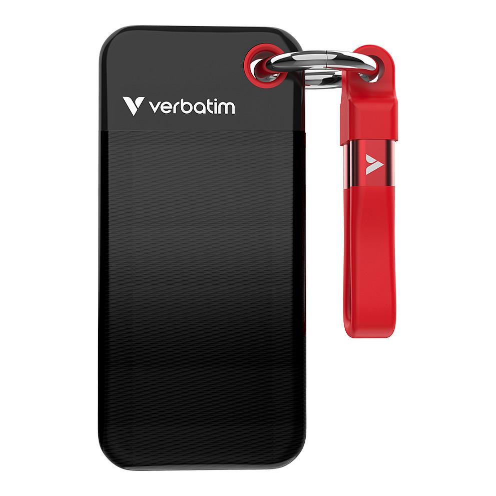 Verbatim Pocket SSD 2 TB ekstern SSD med USB 3.2 Gen 2 USB-C - Sort/Rød
