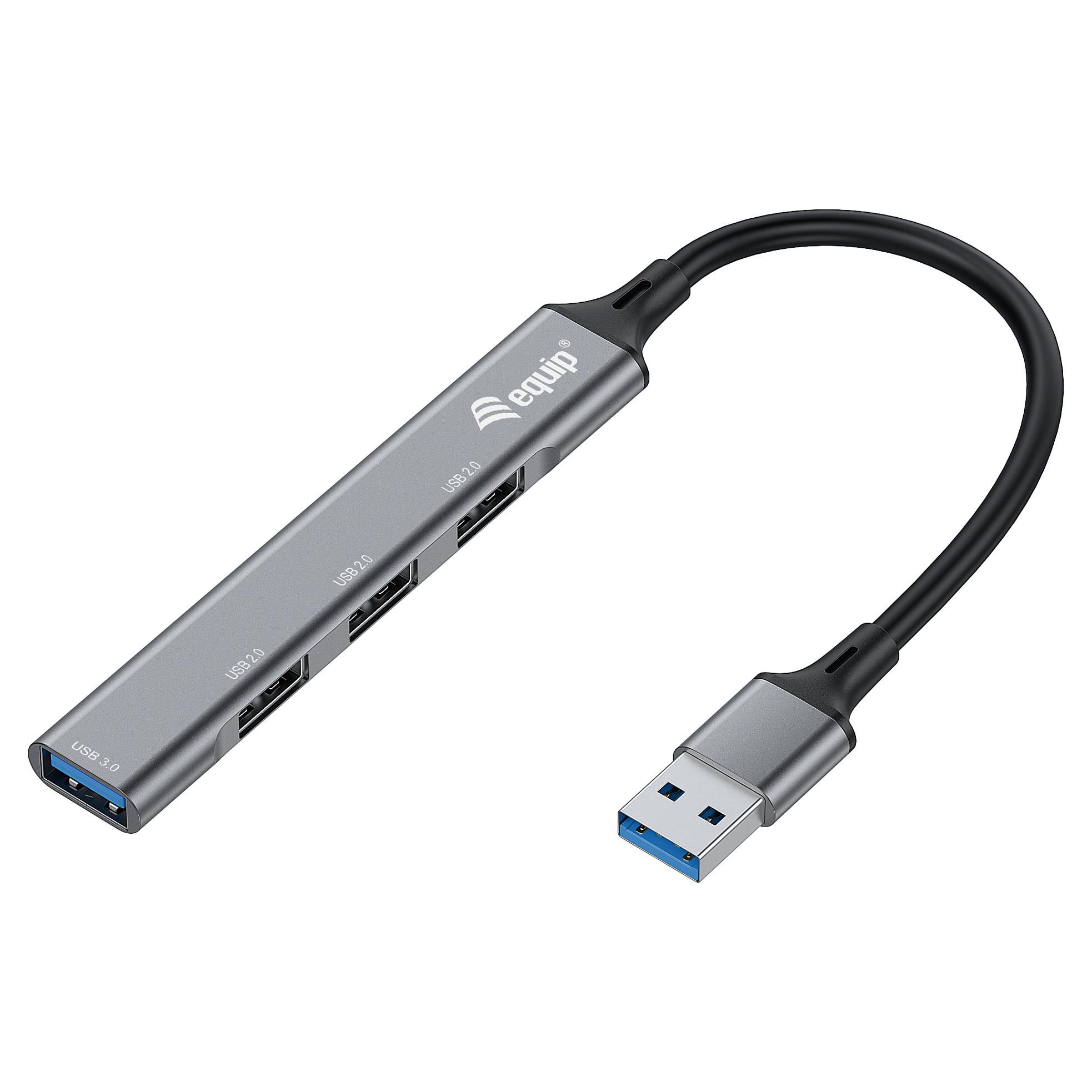 USB-hub Equip 128960 4-port USB 3.0/2.0 - sort/grå