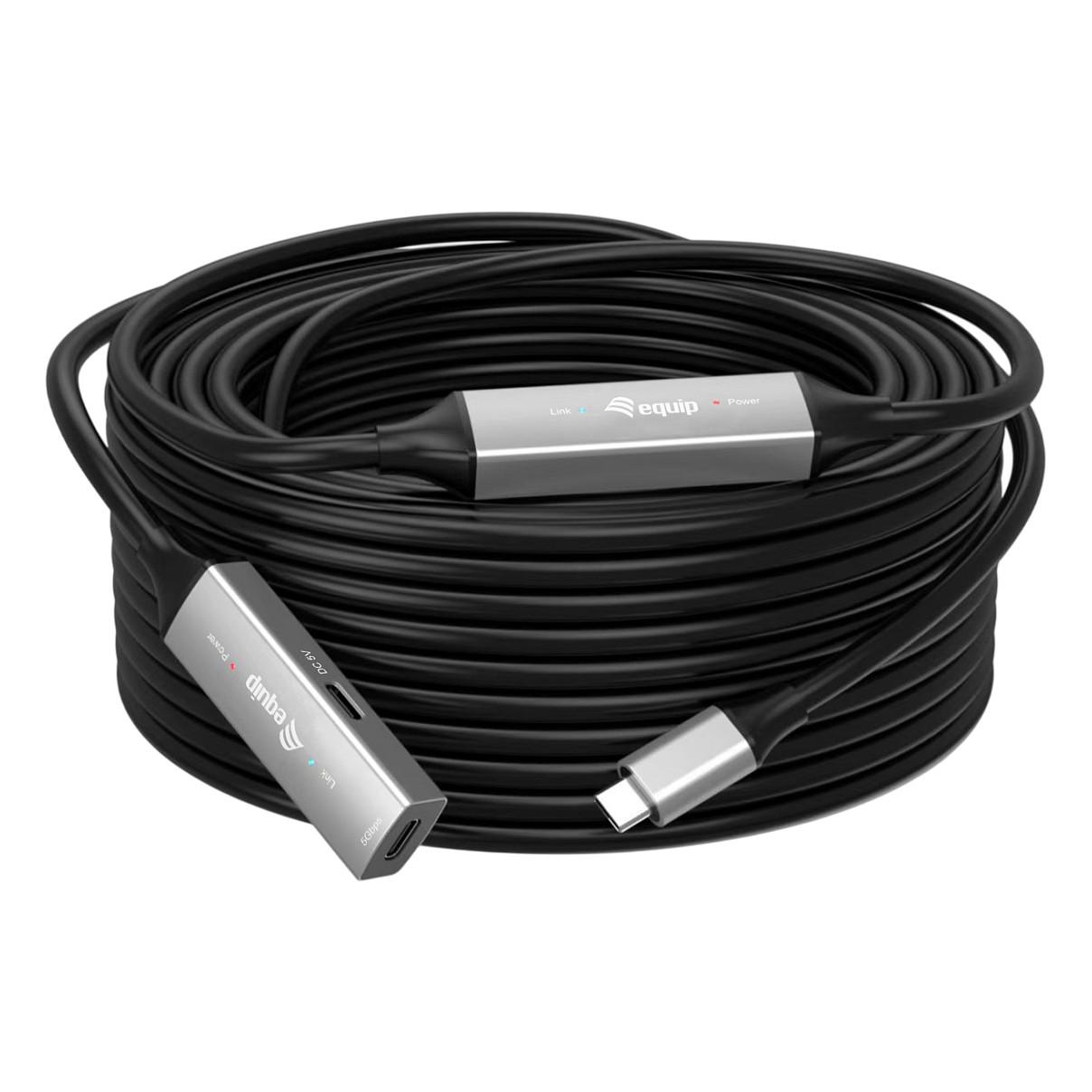 EQUIP USB-C til USB-C aktivt forlængerkabel 15 m, 5 Gbit/s, USB 3.2 Gen 1, sort