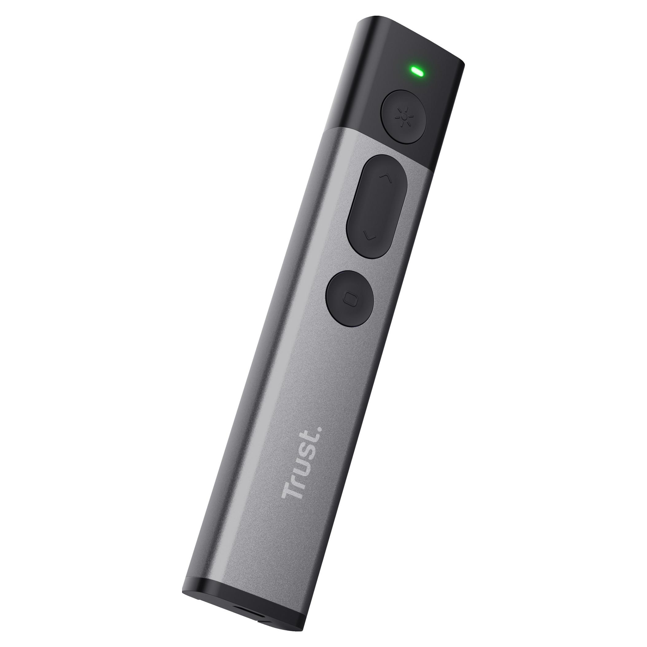 Trust Kazun Aluminium Wireless Presenter - Fjernbetjening til præsentation - 4 knapper - RF