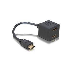 HDMI-adapter DeLOCK HDMI han til 2 x HDMI hun - 0,2 m