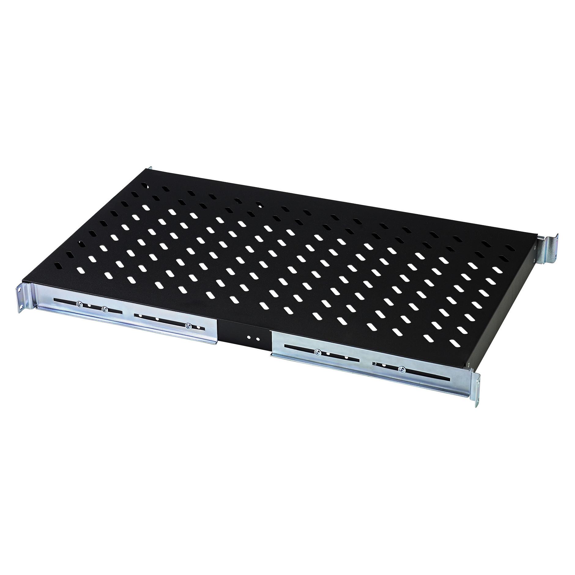 DIGITUS hylde til fast installation i 19" kabinet, 1U, 483 x 720 x 50 mm, sort