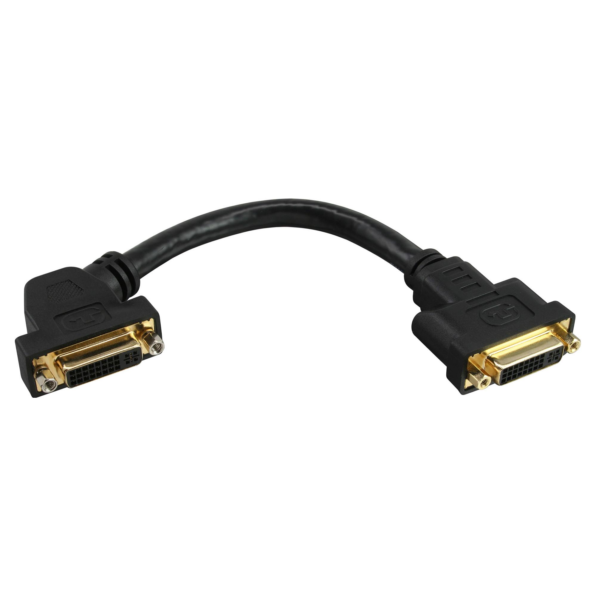 Adapterkabel InLine DVI-I 24+5 BU-BU 0,2 m 45° vinklet - sort