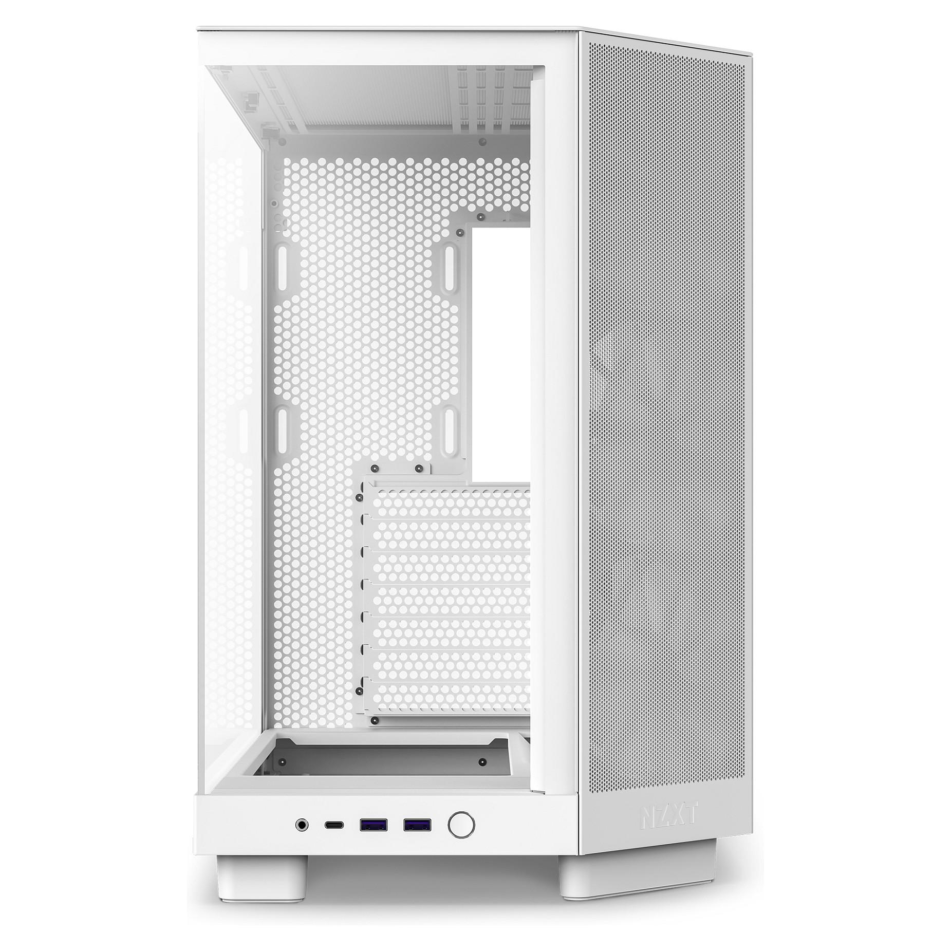 NZXT H series H6 Flow - Mid tower - ATX - sidepanel med vindue (hærdet glas) - ingen strømforsyning - hvidmatteret - USB/Lyd