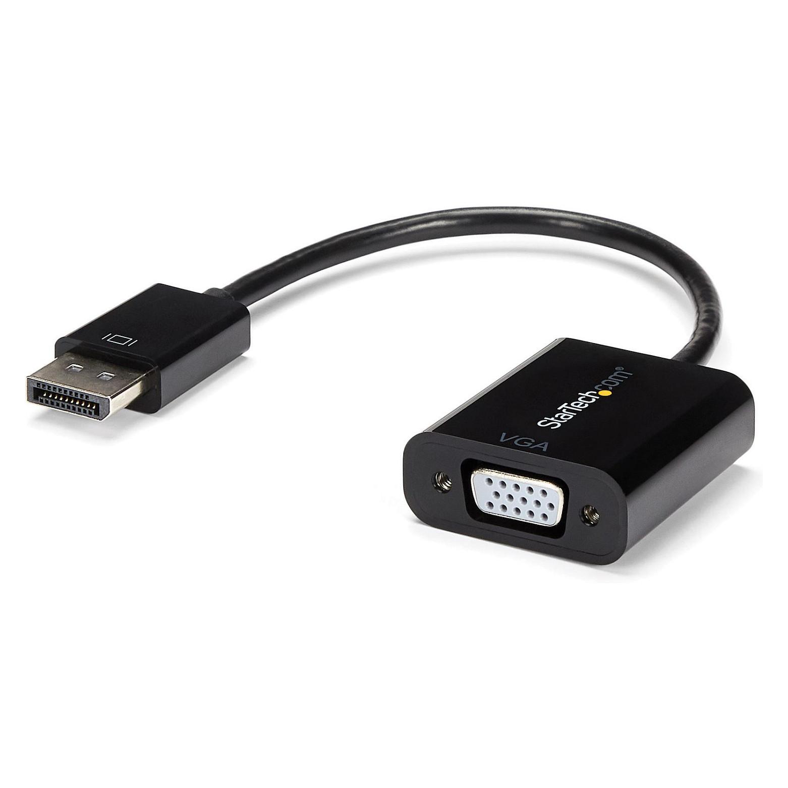 StarTech DisplayPort to VGA Display Adapter - 1080p 1920x1200 - Active DP to VGA (Male to Female) HD Video Converter for laptop/PC/Monitor (DP2VGA3) - Display-adapter - DisplayPort (han) til HD-15 (VGA) (hun) - 10 cm - aktiv - sort - for P/N: DK31C3HDPD, DK31C3HDPDUE, DKM30CHDPD, DKM30CHDPDUE, SV231QDPU34K, TB32DP14