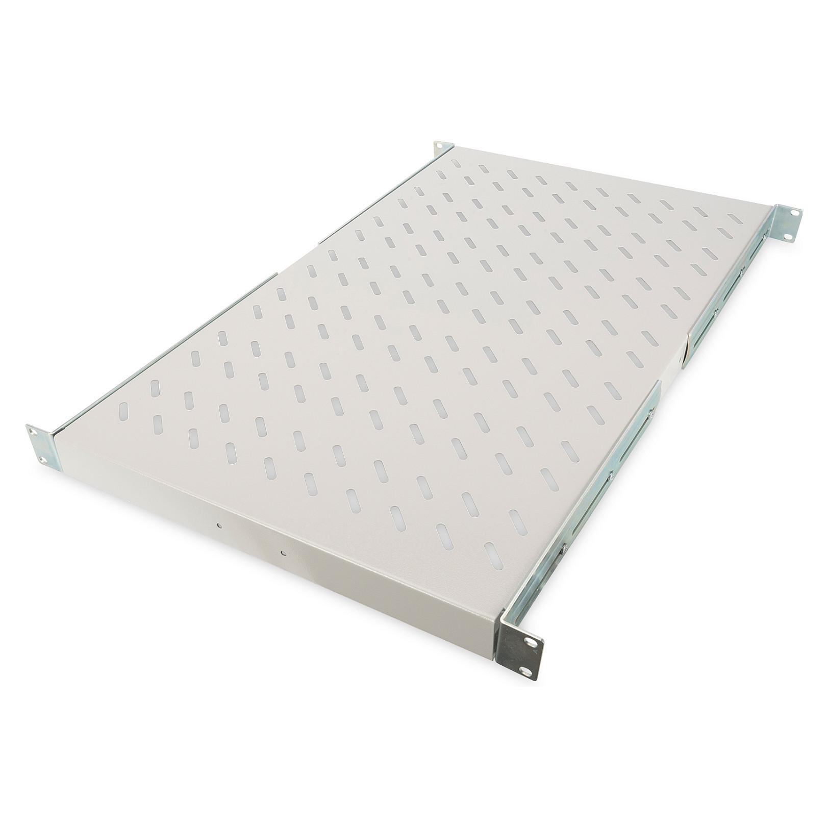 DIGITUS 1HE hylde til 19" rack, 44 × 483 × 737 mm - grå, op til 100 kg