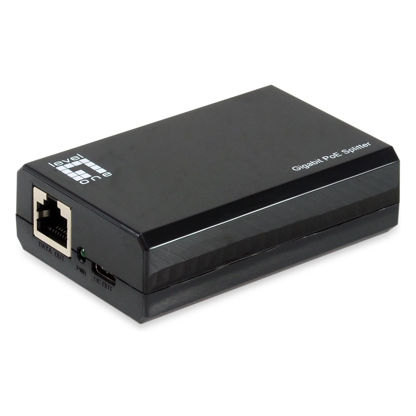 LevelOne POS-5001 netværks-splitter Strøm over Ethernet (PoE) Sort
