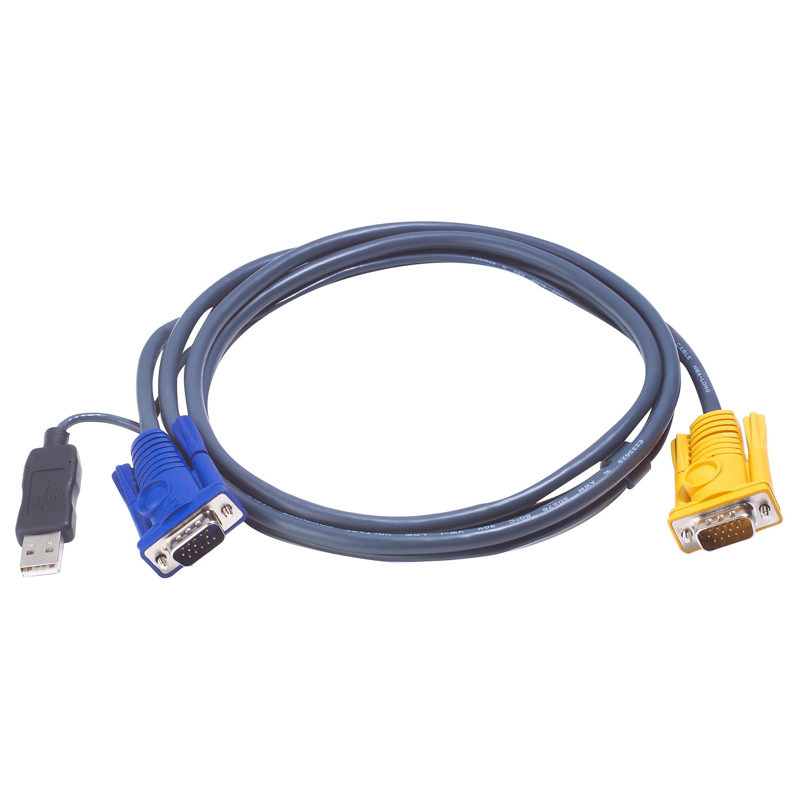 ATEN 2L-5203UP - Video / USB kabel - HD-15 (VGA) (han) til USB, HD-15 (VGA) (han) - 3 m