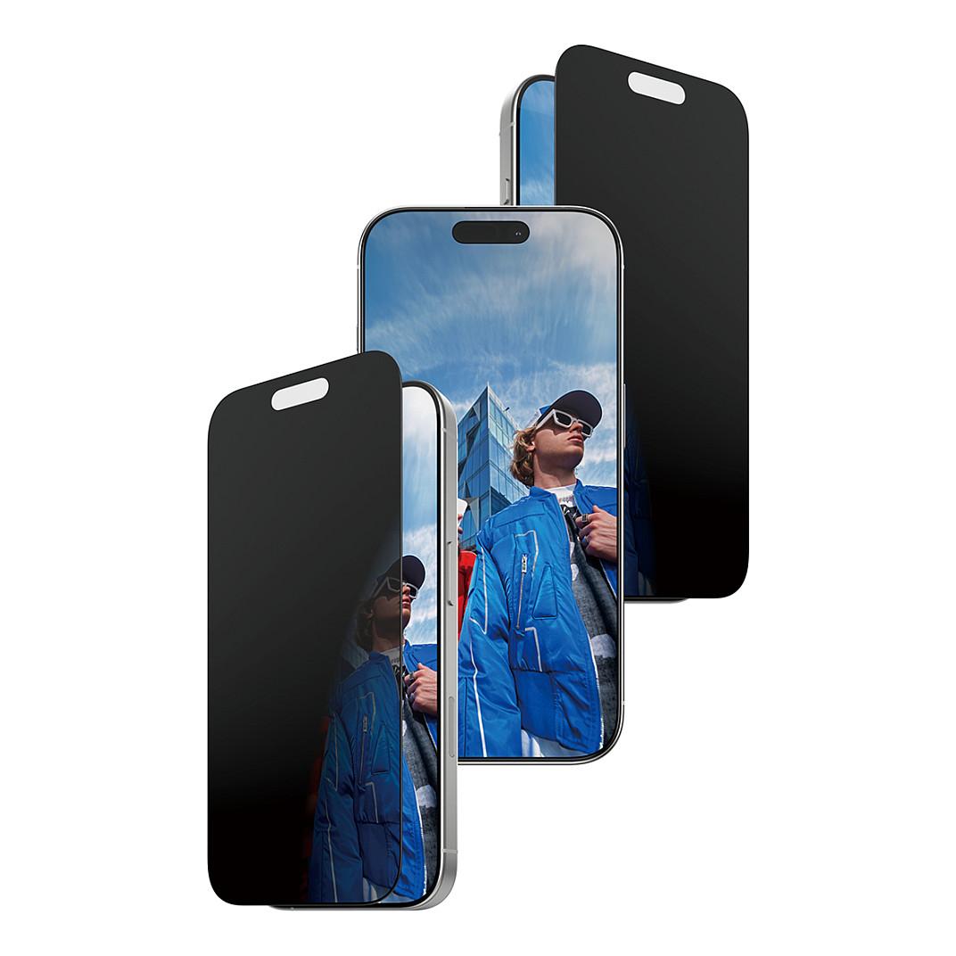 PanzerGlass - Skærmbeskytter for mobiltelefon - ultra-bred pasform med FASTFIT IN-A-BOX - glas - med fortrolighedsfilter - 2-vejs - rammefarve sort - for Apple iPhone 16 Pro, 17