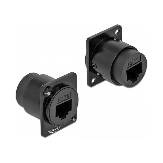 Delock D-Type Module RJ45 Cat.6 jack to jack - Modulær facilitet plade snape-in - panelmonterbar - CAT 6 - UTP - RJ-45 - sort