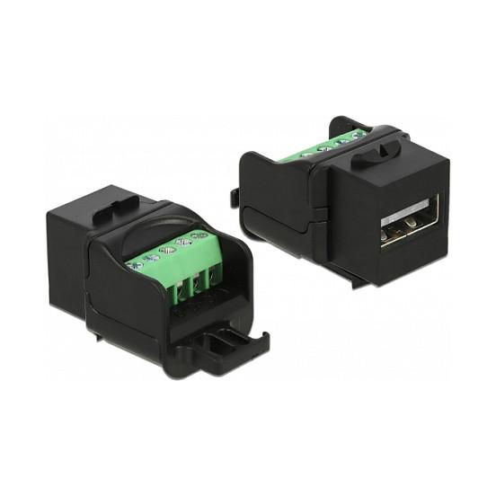 Keystone modul DeLOCK 86386 USB 2.0 A hun til terminalblok - sort