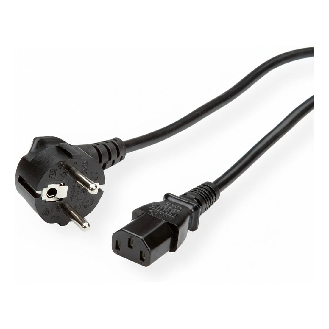 Netkabel ROLINE med lige IEC-bøsning - sort, 5 m