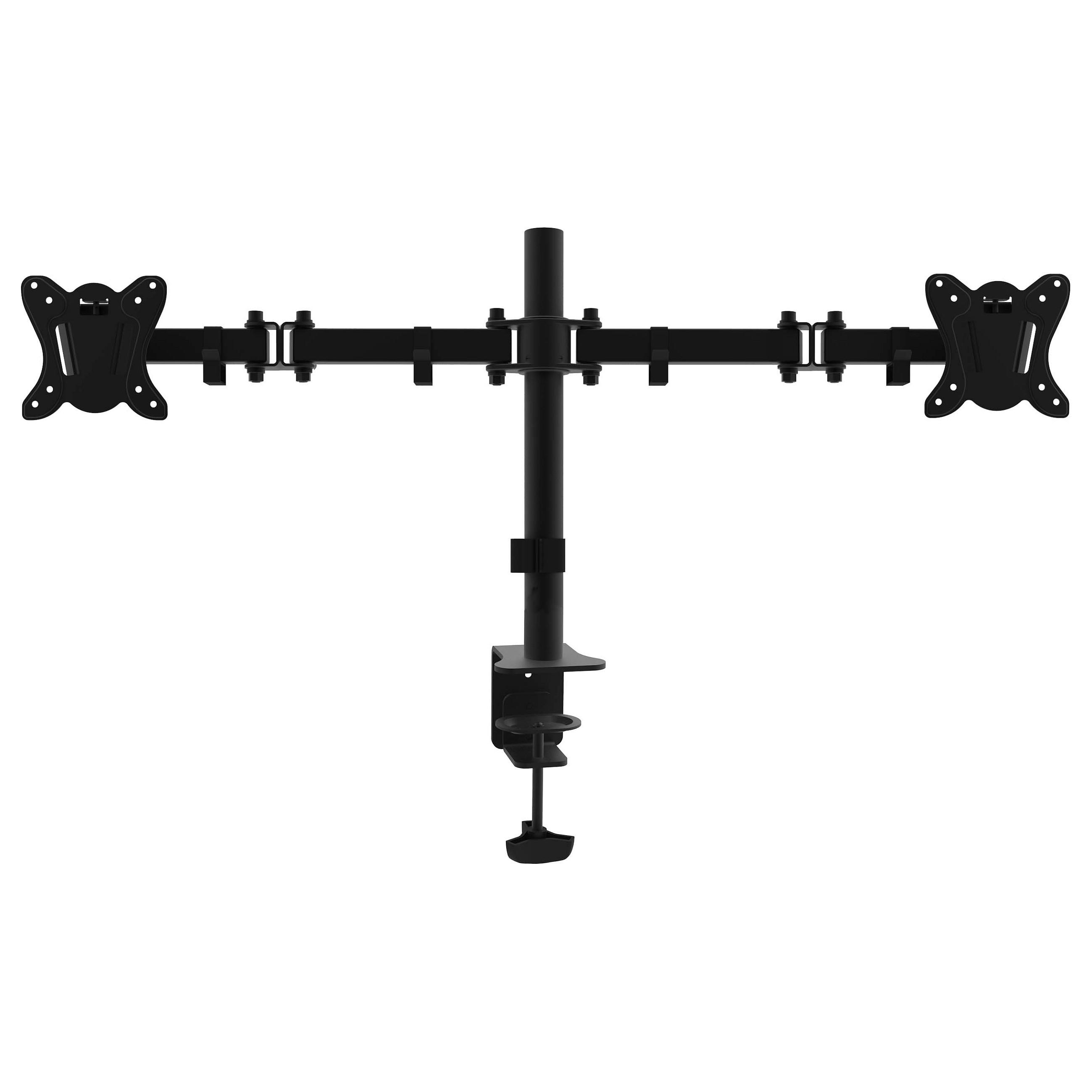 EQUIP dobbelt skærmholder til skrivebord 13-27" med artikulerede arme, VESA 75x75/100x100, sort