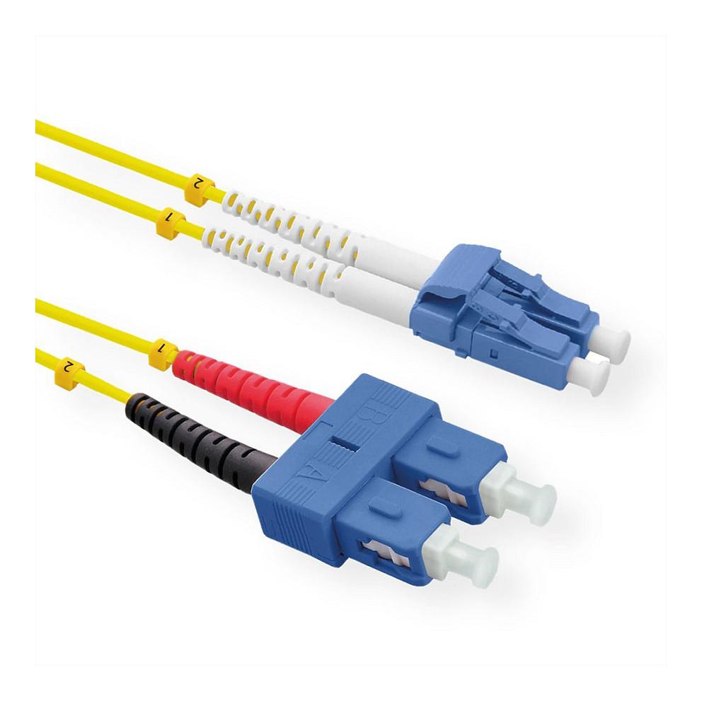 Fiberoptisk kabel ROLINE OS2 LC/SC duplex - gul, 3 m