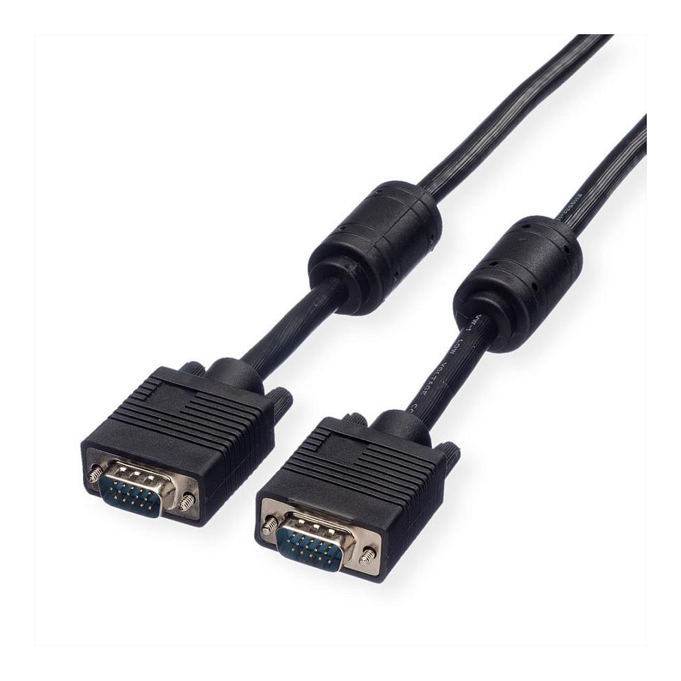 VGA-kabel ROLINE HD15 han-han med ferritkerne - sort