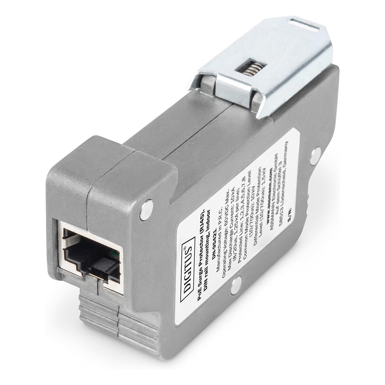 Digitus DN-95421 PoE Overspændingsbeskytter til Industrielt Netværksudstyr - Op til 10 kV, 2x RJ45-porte, PoE++