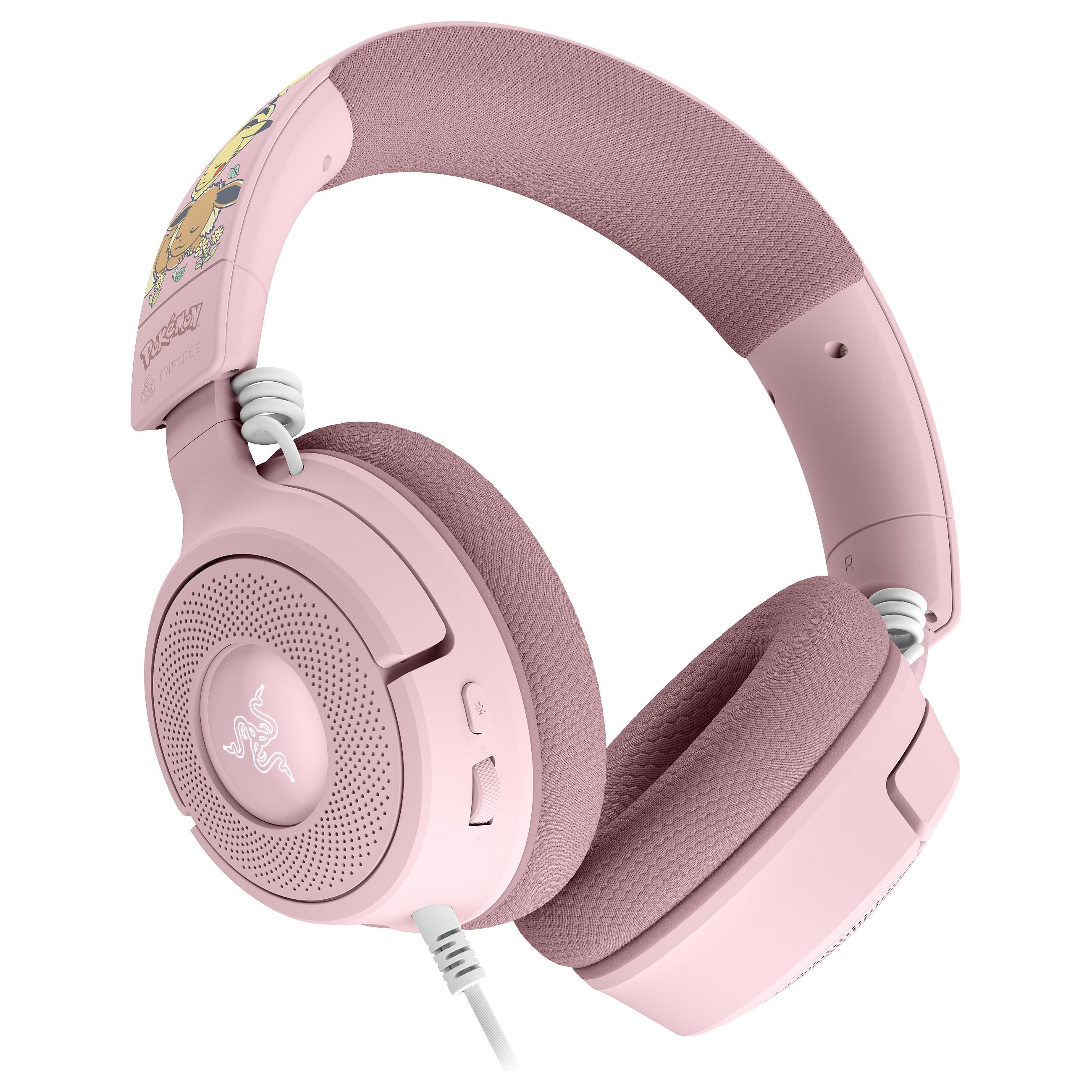 Razer Kraken V4 X Pikachu & Eevee Edition gamingheadset med kabel USB Type-C/USB Type-A - pink