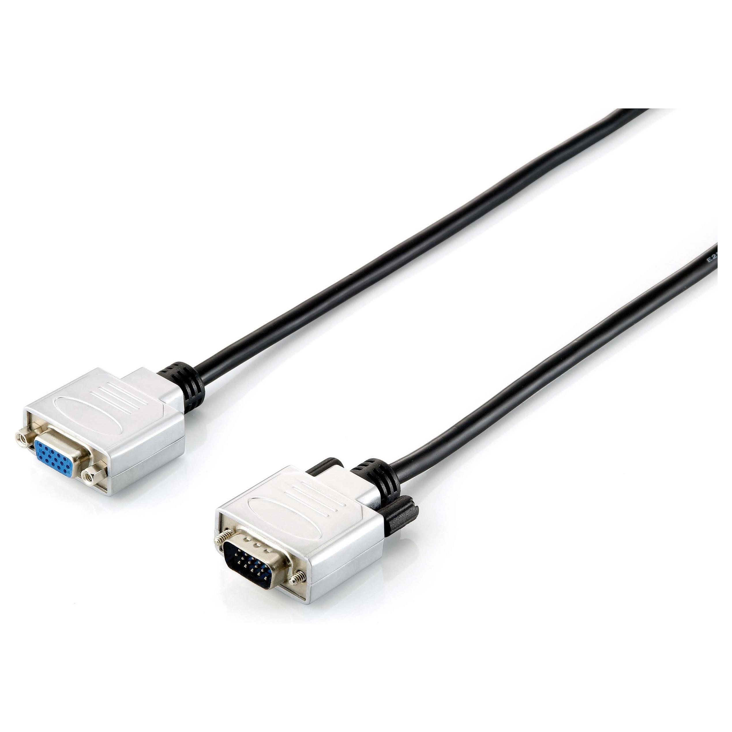 VGA-forlængerkabel Equip HD15 1,8 m - sort/sølv