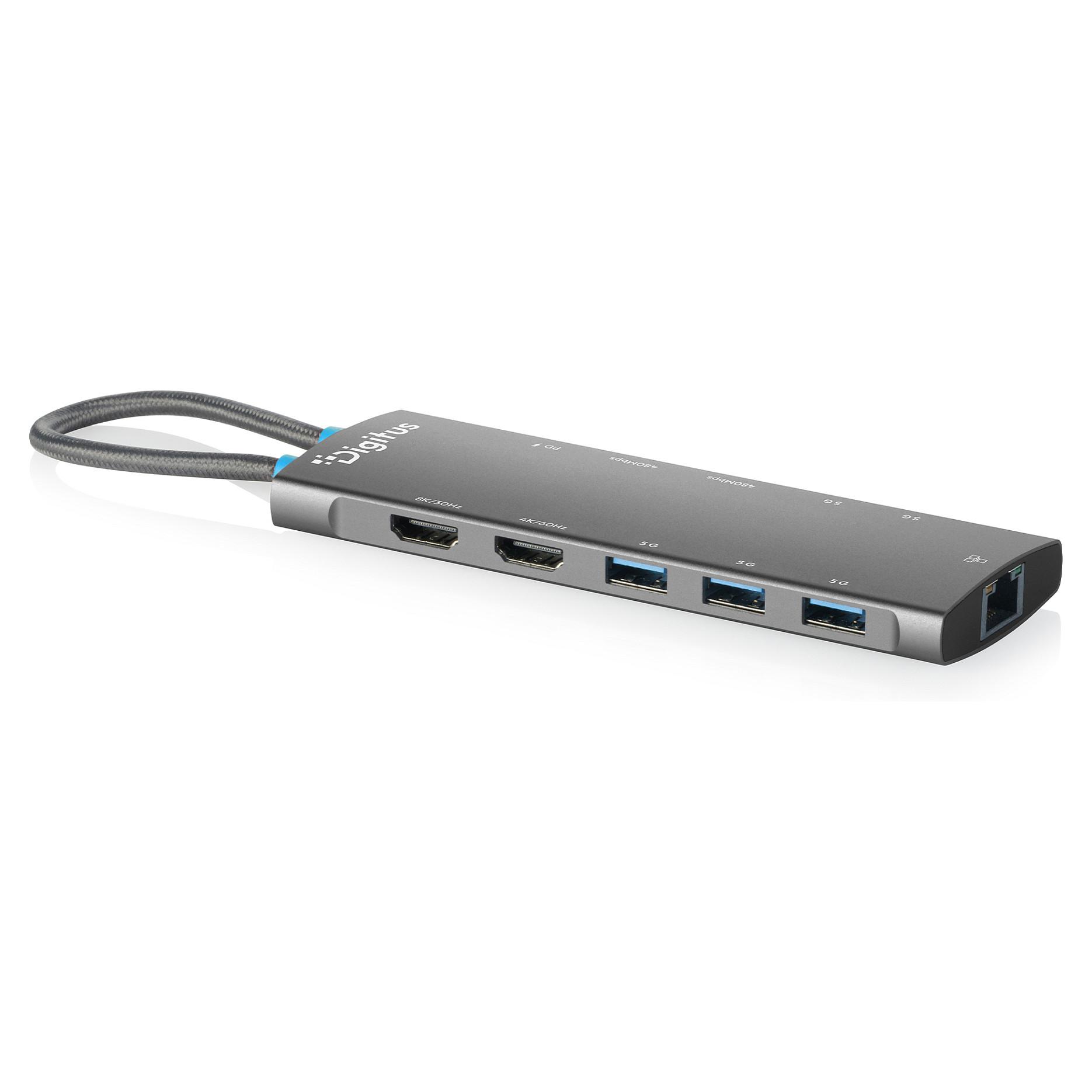 DIGITUS USB-C Docking Station 11-Port 2xHDMI5xUSB 3.2 Gen1 2x USB 2.01x RJ451x PD