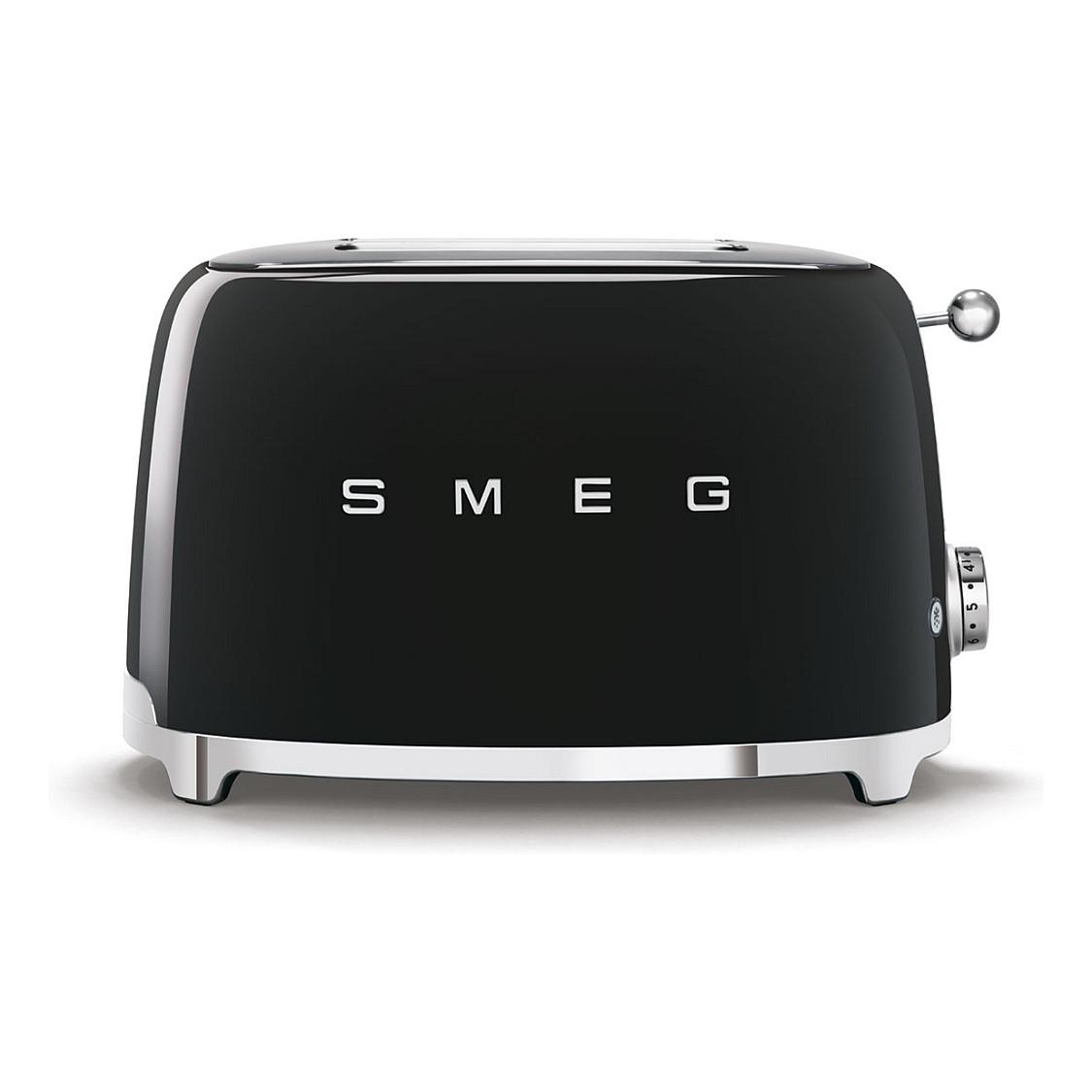 SMEG 50's Style TSF01BLEU brødrister med 2 skiver, 6 ristningsgrader og optøning - sort