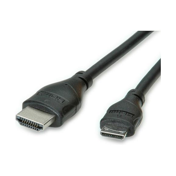 HDMI-kabel ROLINE 11.04.5568 Type A til Type C Mini - 0,8 m, sort