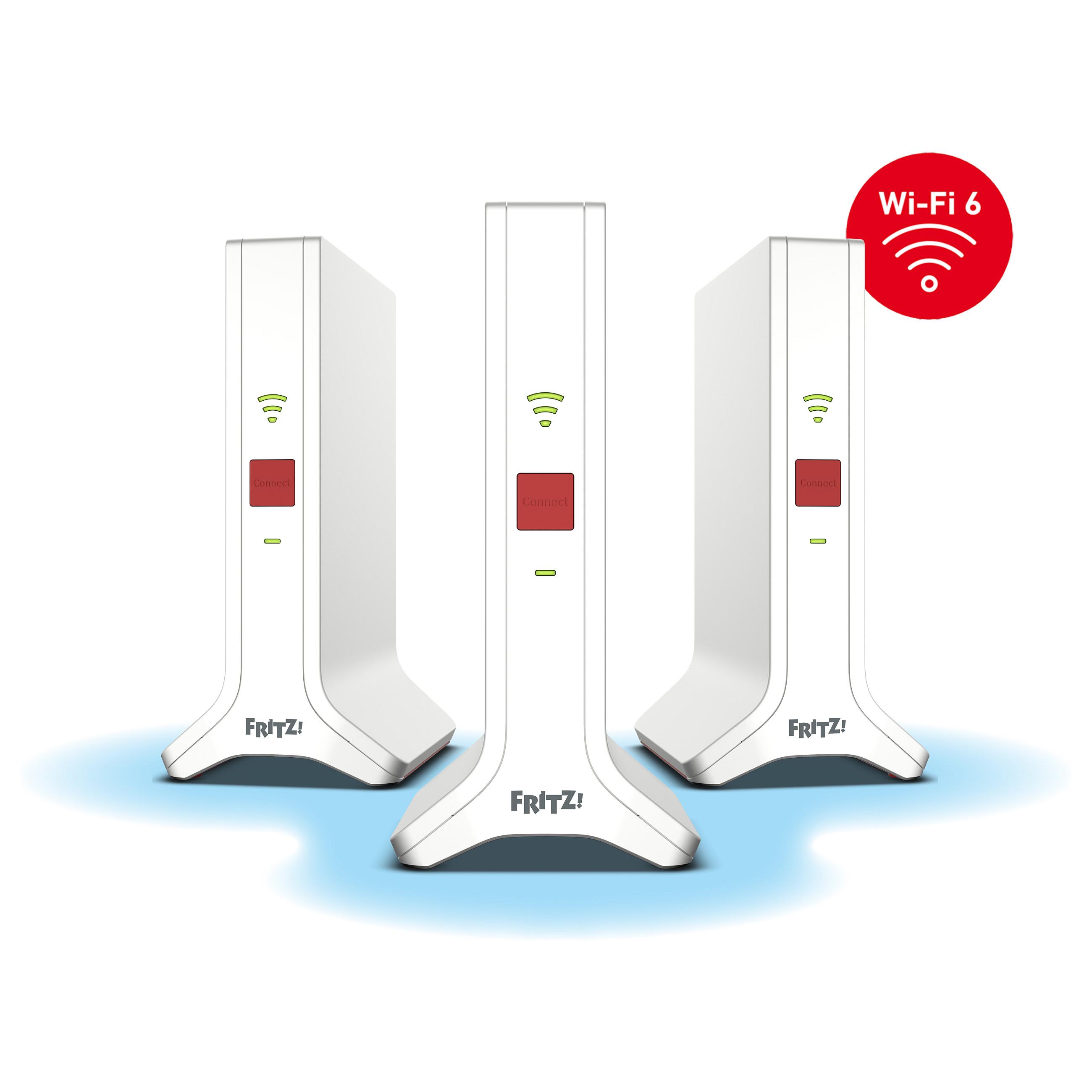 FRITZ!Repeater Mesh Set 4200 Netværksgentager 4200 Mbit/s Rød, Hvid