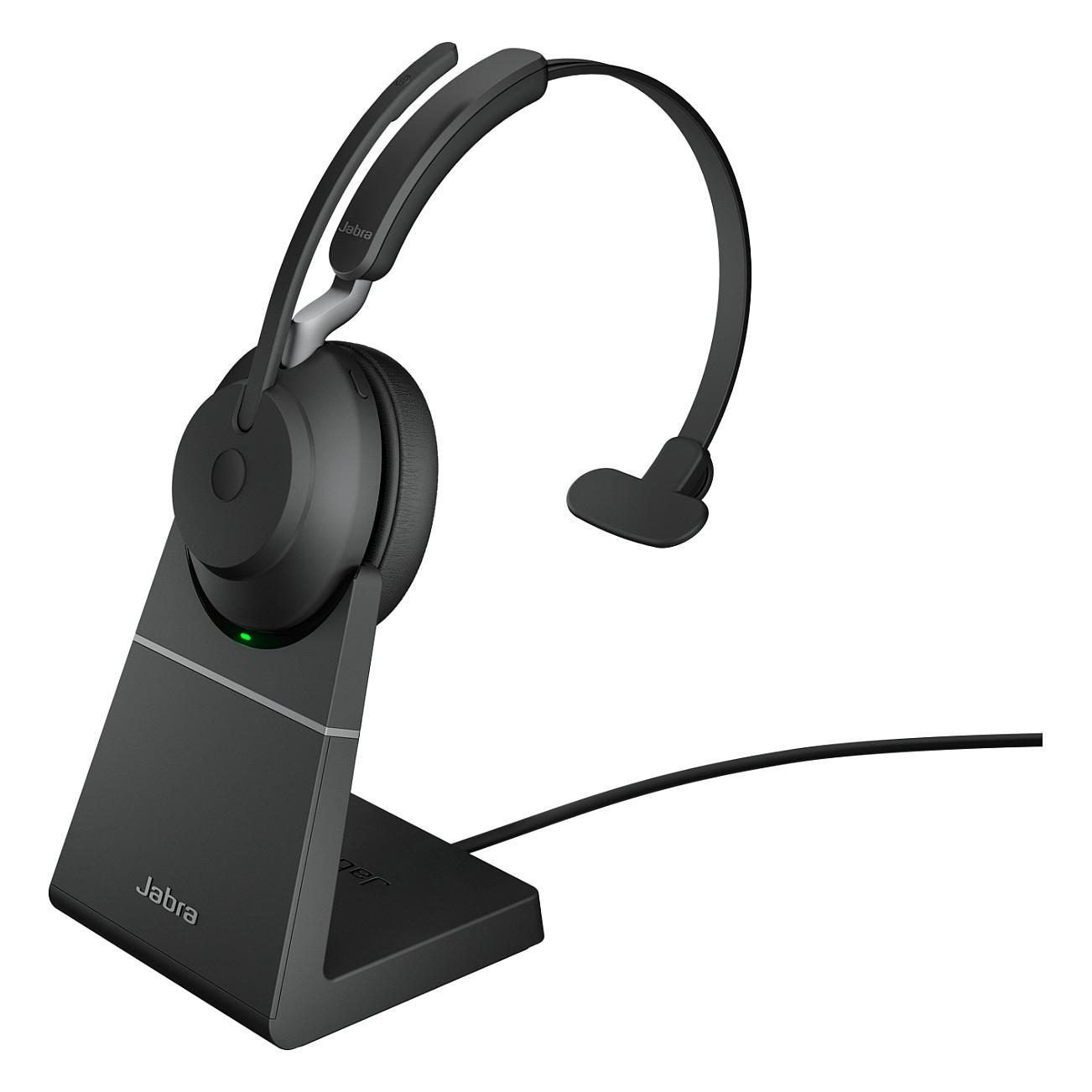 Jabra Evolve2 65 UC Mono - Headset - på øret - konvertibel - Bluetooth - trådløs - USB-A - støjisolerende - sort - med opladningsstander