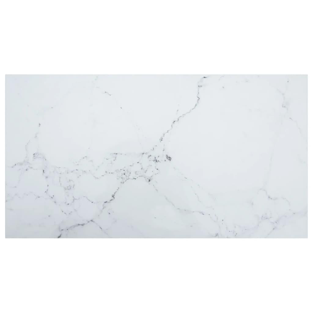 Bordplade 120x65 cm 8 mm hærdet glas med marmordesign hvid