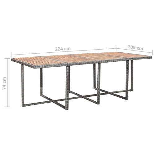 Udendørs spisebordssæt 13 dele m. hynder polyrattan antracitgrå