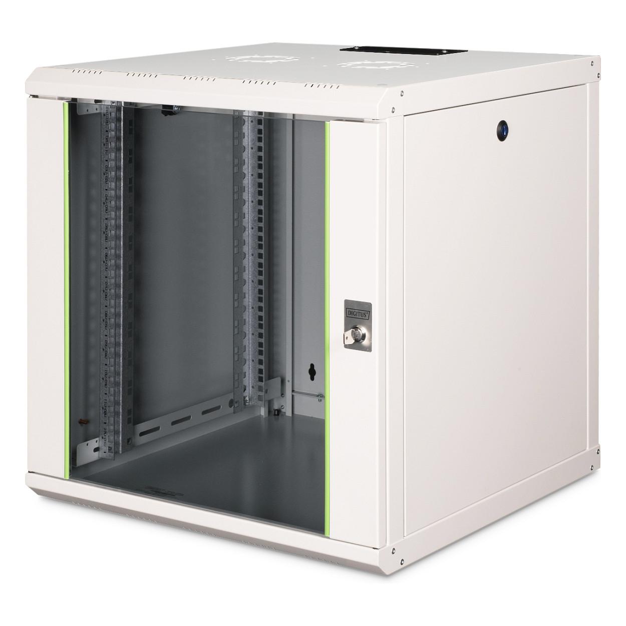 DIGITUS Unique Series vægmonteret rackskab 12U 600 x 600 mm - grå med glasdør