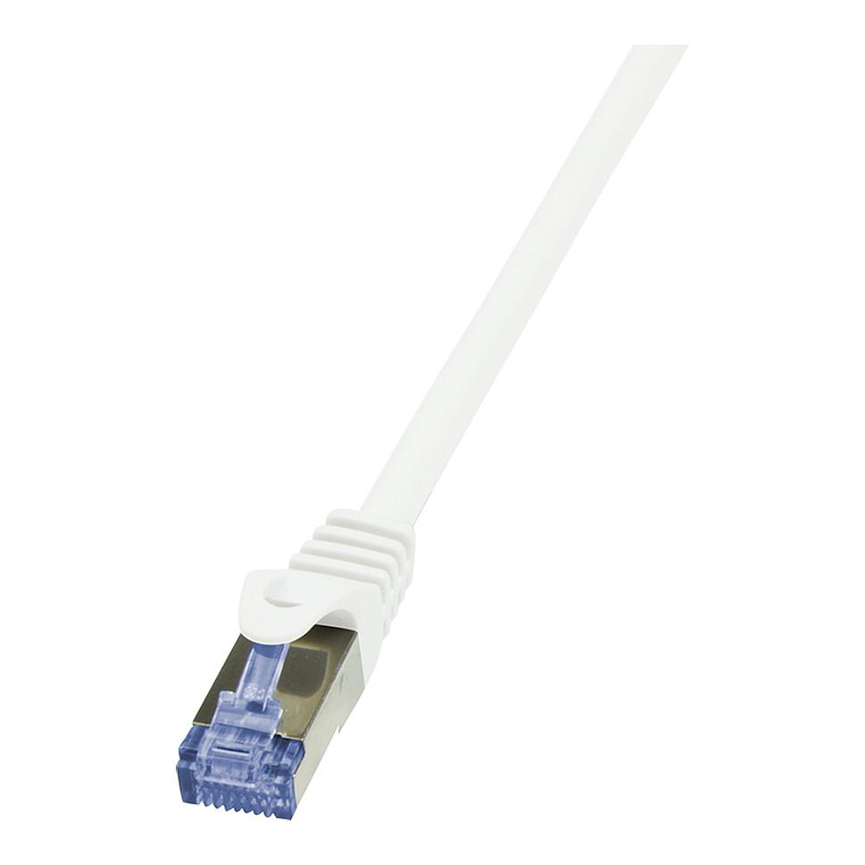 Patch cable Cat.6A 10G S/FTP, PIMF, PrimeLine, white, 50m