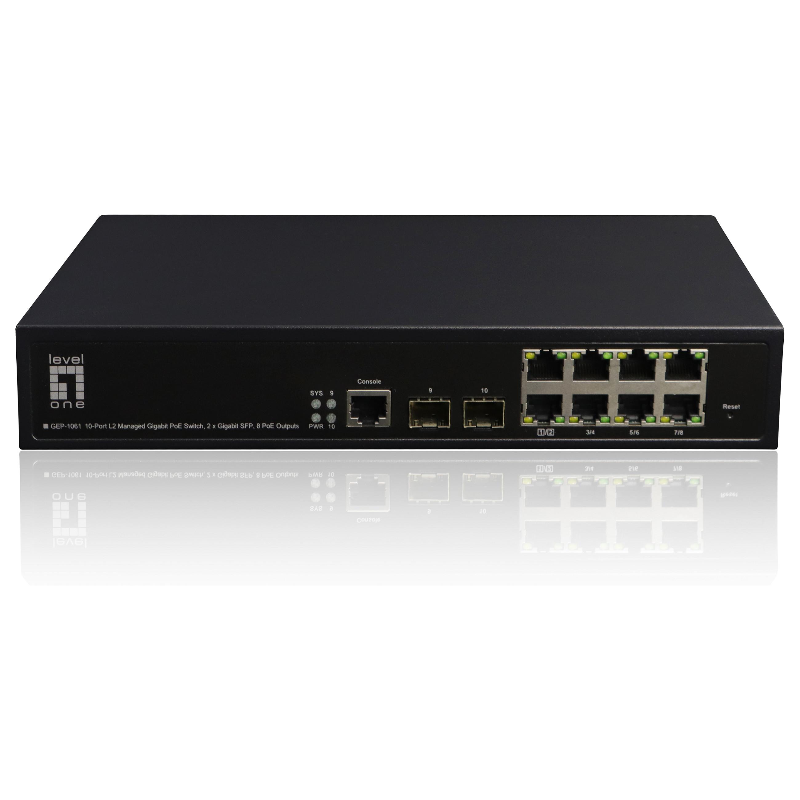 10-port managed gigabit PoE-switch LevelOne KILBY GEP-1061