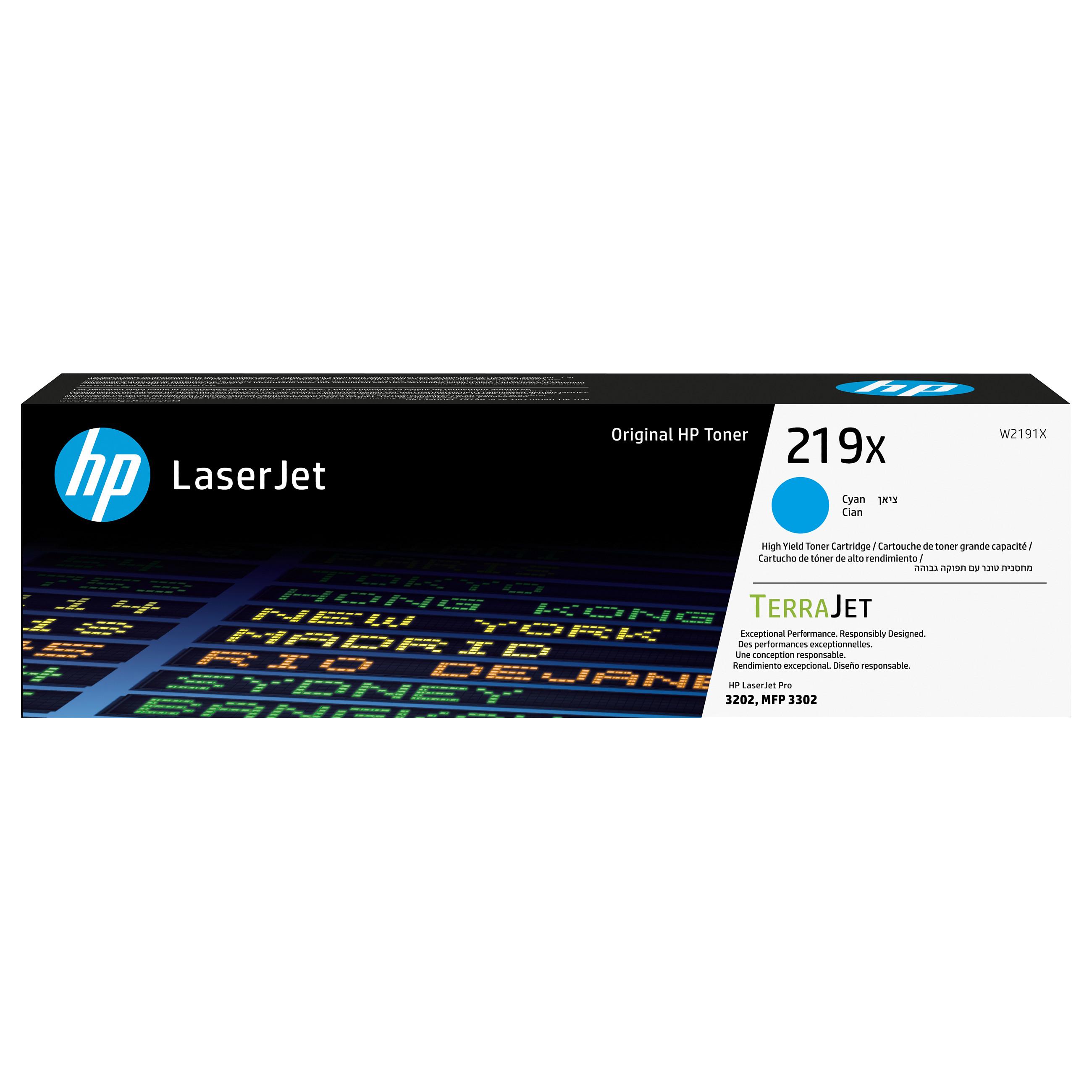 HP 219X - Højtydende - cyan - original - LaserJet - tonerpatron (W2191X) - for Color LaserJet Pro MFP 3302fdn