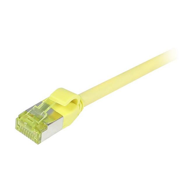 Patchkabel RJ45 CAT6A 500Mhz15m gelb SFTP slimline rund d45mm TPELSZHSuperflex AWG28 mit CAT7 Rohkabel Synergy 21