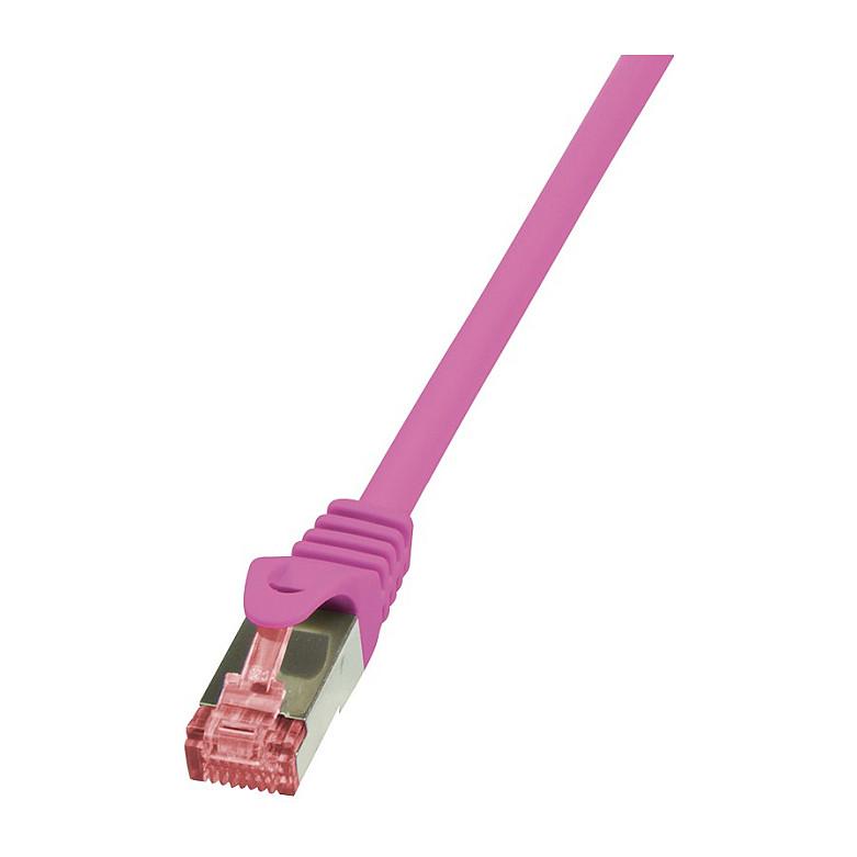 Netværkskabel LogiLink PrimeLine Cat.6 S/FTP - pink, 0,25 m